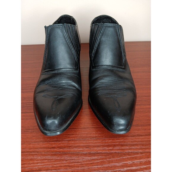 VINTAGE Durango Western Ankle Boot Women 8M Black Leather Y2K Stretch - Picture 2 of 9